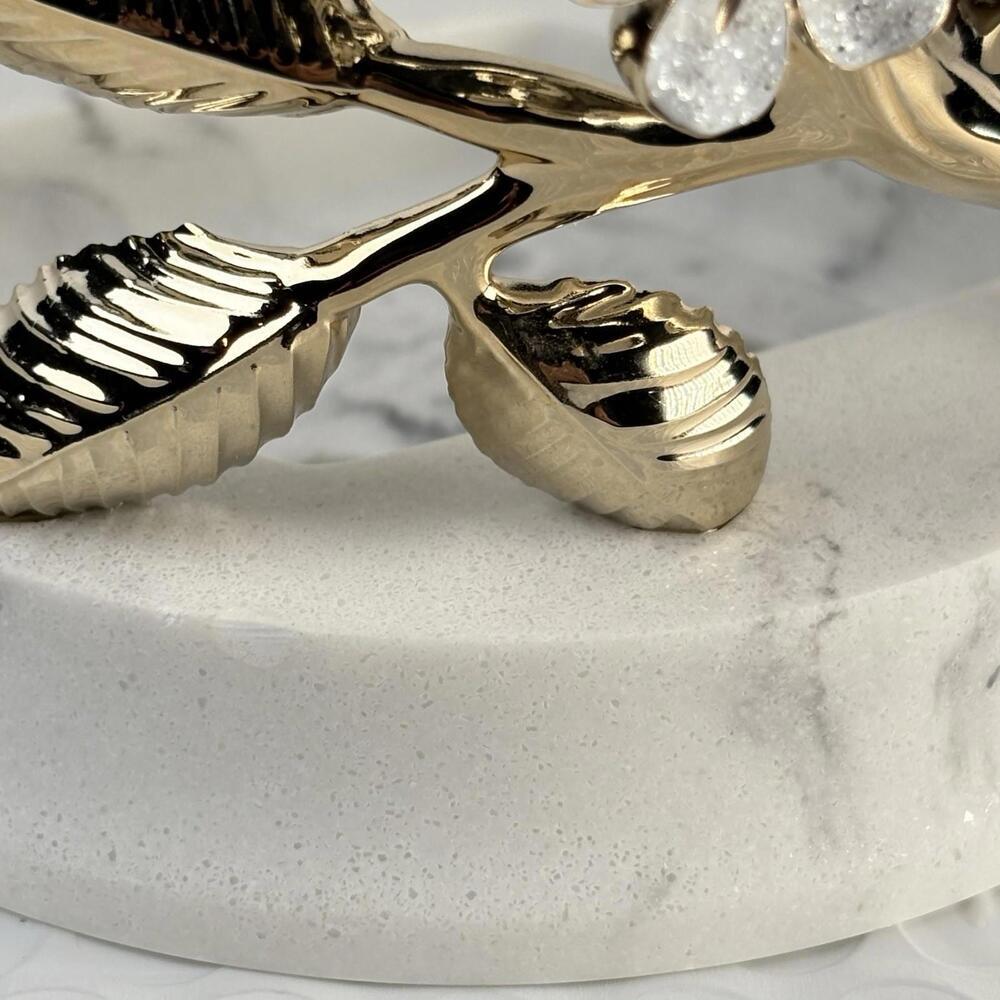 Bath & Body Works Gold‎ Branch White Glitter Flowers Marble Foaming Soap Holder - Picture 6 of 6
